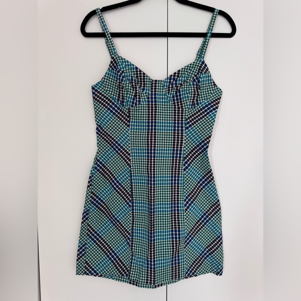 Urban Outfitters Blue Mini Sundress Sweetheart Neckline